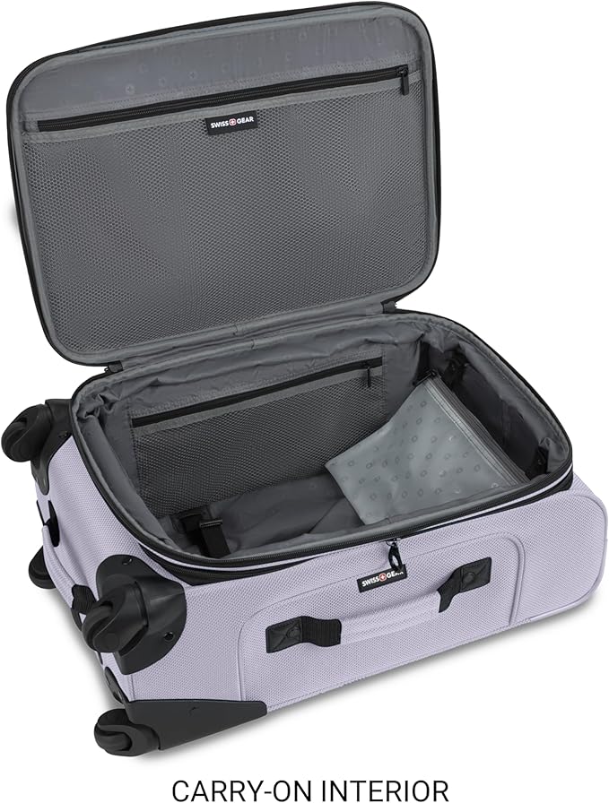 SWISSGEAR Sion Softside Expandable Spinner Luggage Durable Lightweight Travel Suitcase, Evening Haze, 2-Piece Set (Carry-On/Large)