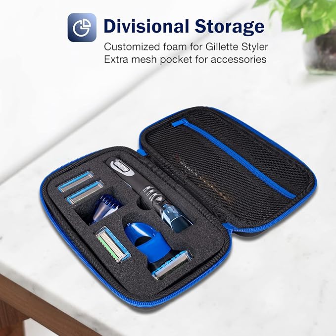 ProCase Hard Travel Case for Man Gillette Styler Beard Trimmer, Father’s Day Carrying Storage Bag for Blade Refills, Charging Cord, Hair Clippers Electric Body Shaver Razor Accessories -Black