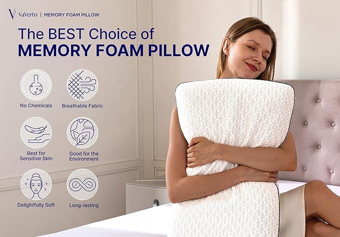Cooling Gel Memory Foam Pillow - 1-Pack - King Size Bed Pillows For Sleeping - Firm Pillow - Back, Stomach and Side Sleeper Pillow - Shoulder & Back Pain Relief - Washable , Bamboo Viscose Cover