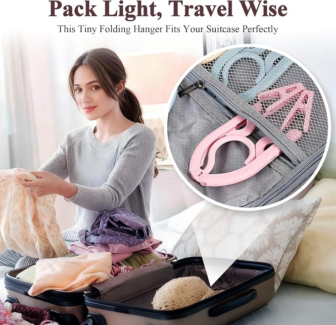 SANLIKE 36 Pcs Travel Hangers with 72 Pcs Clips Folding Travel Hangers Non Slip Plastic Clothes Hangers Collapsible Portable Coat Hanger Drying Rack for Suitcase Flying Camping Hotel(36 Packs)