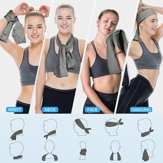 6 Pack Cooling Towels (40"x12") for Neck and Face, Cooling Neck Wraps, Cool Towel for Hot Weather, Ice Towel, Soft Breathable Chilly Towel for Workout, Camping, Yoga, Running