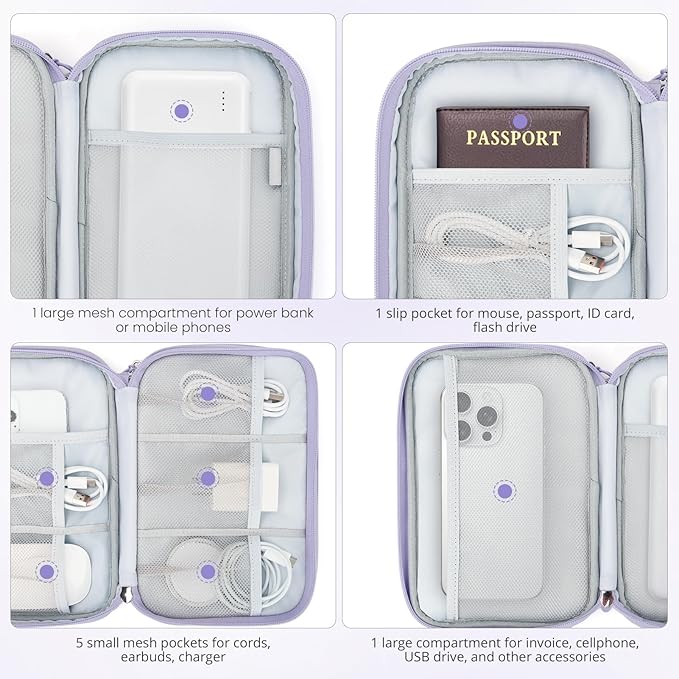 Skycase Tech Pouch - Lightweight Electronics Organizer Travel Case - Double Layers Cable Organizer - All-in-One Storage Bag for Charger, Cord, Phone, Flash Drive, Essentials - XL
