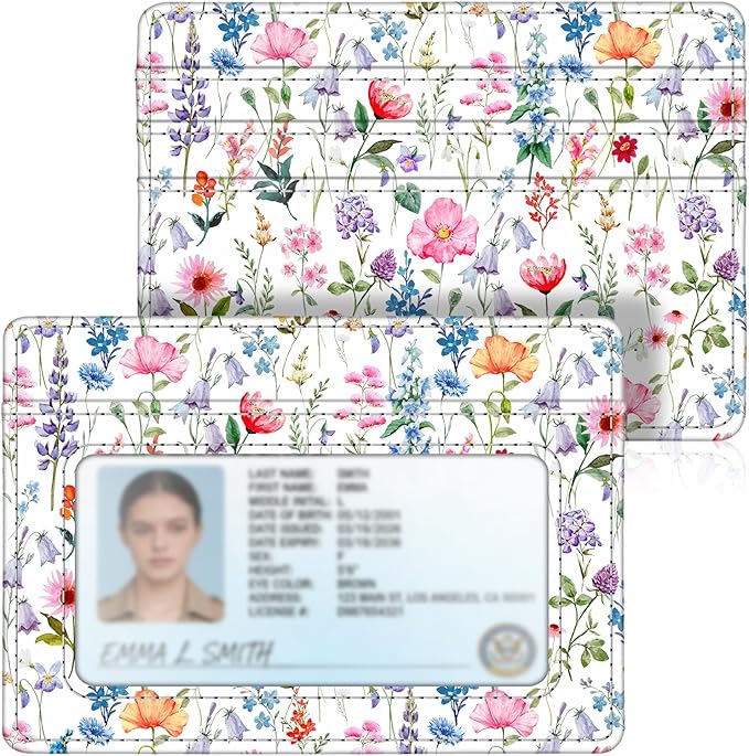 FINTIE Slim Minimalist Front Pocket Wallet, RFID Blocking Credit Card Holder Card Cases with ID Window for Men Women (Flower Fantasy)
