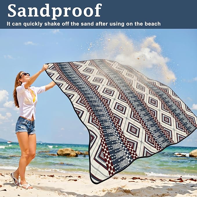 SAMSIER Large Outdoor Picnic Blankets Waterproof Foldable, Beach Blanket Sandproof Portable, Picnic Mat Washable for Camping (80"×80", Thickened)