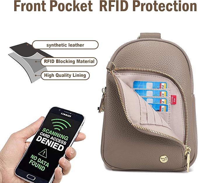 INICAT RFID Blocking Sling Bag, Anti Theft Crossbody Bag for Women Compact Travel Purses Leather