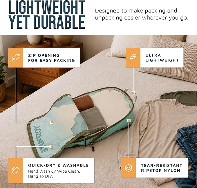 Large Compression Packing Cubes for Travel-Packing Cube Luggage Organizers 7 Piece Set for Checked Luggage-Ultralight, Expandable/Compression Bags by TRIPPED Travel Gear (National Parks)