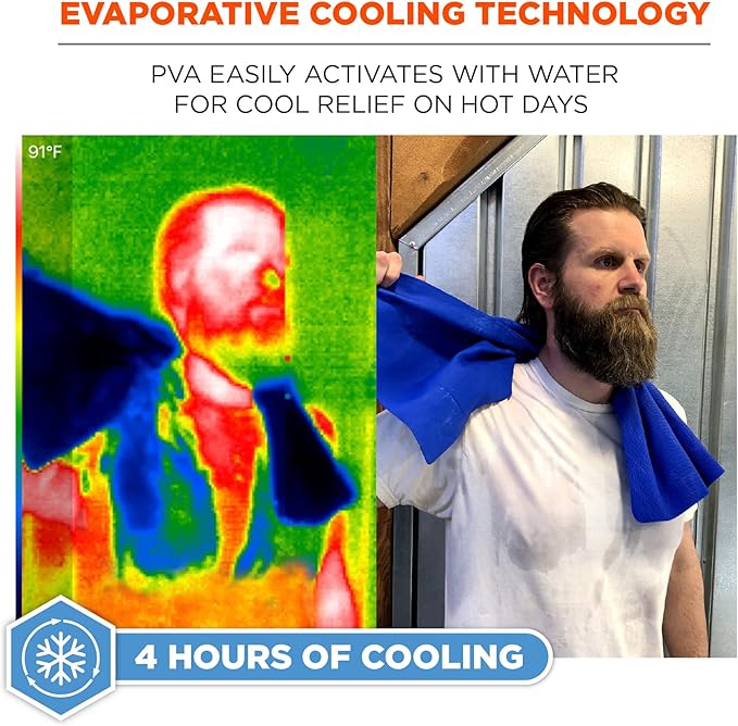 Ergodyne Chill Its 6602 Cooling Towel, Long Lasting Cooling Relief,Lime 29.50" x 0.50"