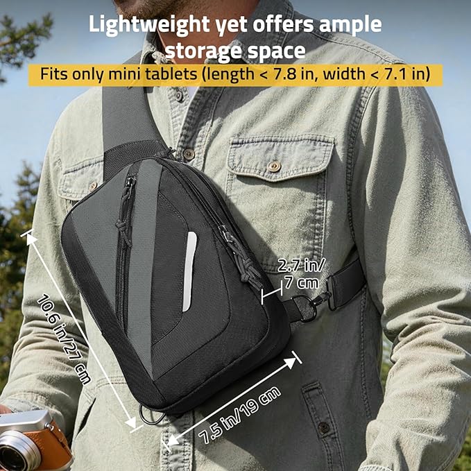 CVLIFE CCW Sling Bag for Men & Women, Tactical EDC Concealed Carry Chest Pack, Quick Draw Concealment Purse, Everyday Carry Crossbody Shoulder Bag for Travel, Hiking, Running & Daily Use, Black