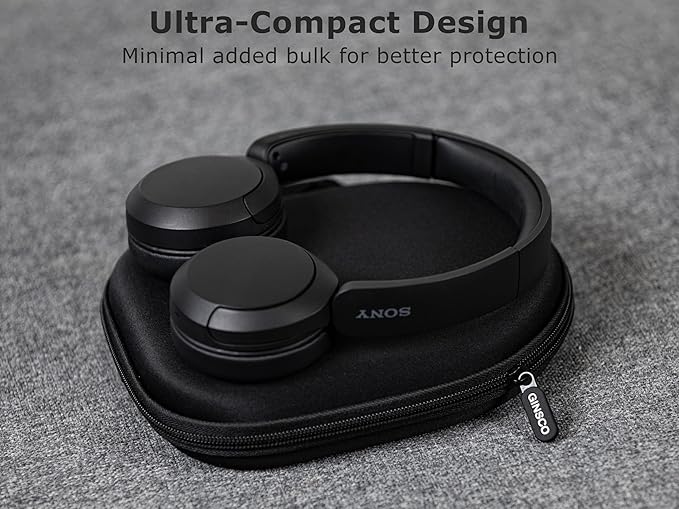 Ginsco Case Compatible with JBL Tune 510BT/520BT/500BT with Sony WH-CH520/510, Ultra-Slim Hard Shell Headphone Case for On Ear Headphones (Satin Black)