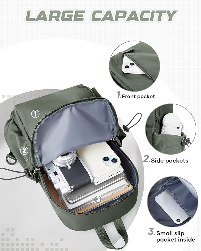 Small Green Sling Crossbody Bag for Men Women, Tactical Backpack Shoulder Daypack Mini Anti-Theft Cross Body Motorcycle Chest Bags, Small One Strap Fanny Back Pack for Casual Travel Hiking Sport Gym