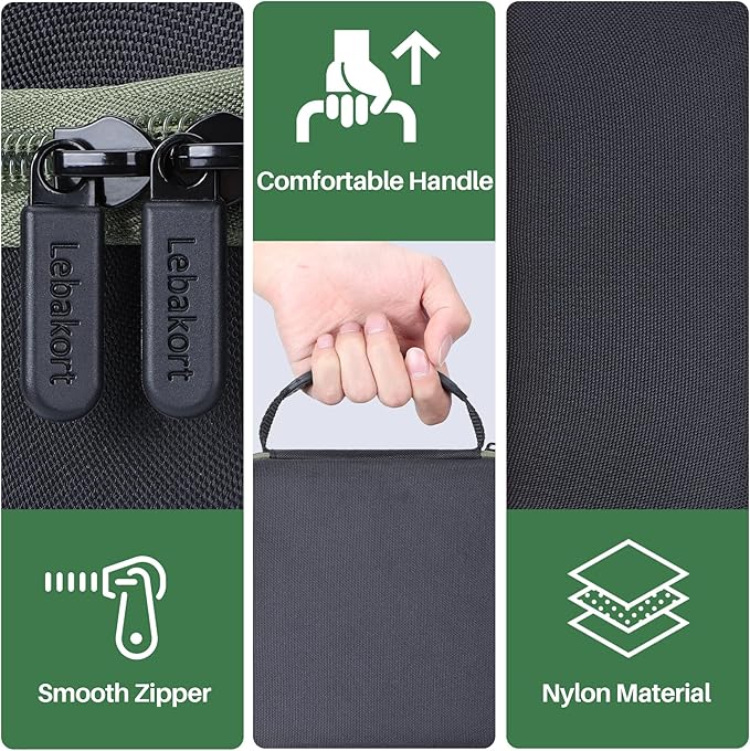 Lebakort Storage Case Compatible with Walkers Razor Slim/Howard Leight Honeywell Impact Sport/PROHEAR 066 030 Electronic Shooting Earmuffs Hearing Protection Muffs (Black + Green Case)