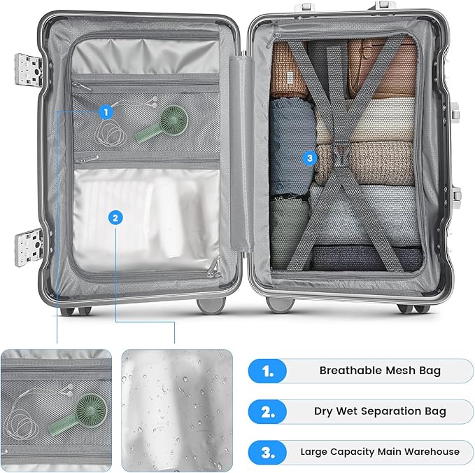 28 Inch Large Checked Luggage with Cup Holder, Zipperless PC Hard Shell Suitcase, 360° Spinner Wheels, TSA Lock for Short Trips and Business Travel