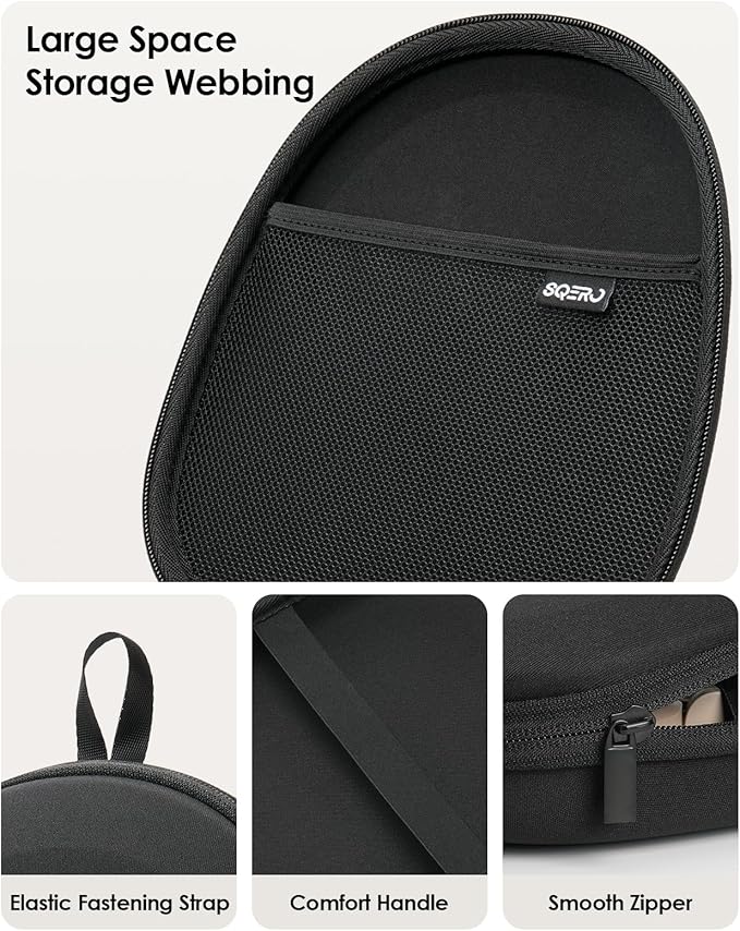 Headphone Case Hard Shell Super-Slim for Sony/JBL/Bose/Soundcore Anker/BERIBES KVIDIO TOZO JLab Over-Ear Headphones Universal Portable Travel Organizer Bag (Black)