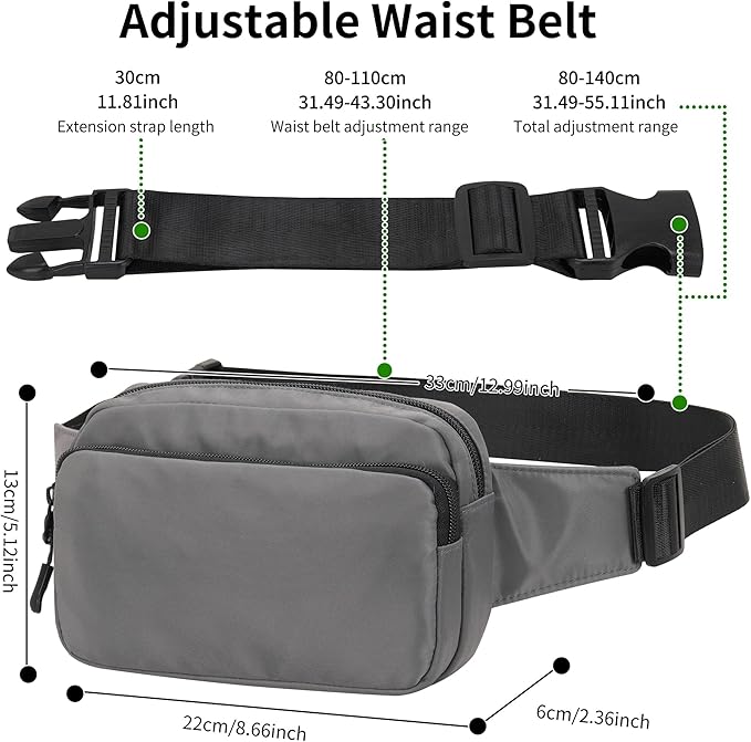 Fanny Pack Nylon Mini Belt Bag Everywhere Belt Bag for Women Water Repellent Waist Packs Crossbody Bags with Adjustable Strap