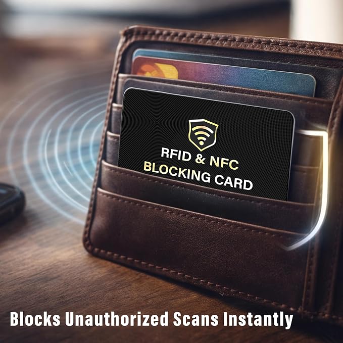 SaiTech IT 4 Pack RFID Blocking Card, One Card Protects Entire Wallet Purse, NFC Contactless Bank Debit Credit Card Protector ID ATM Guard Card Blocker - (Black)