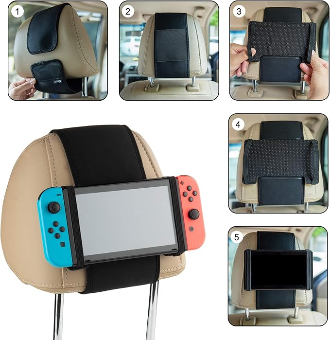 Cosmos Car Headrest Mount Holder Seat Mount Holder Compatible with Nintendo Switch and Other Mini Tablets