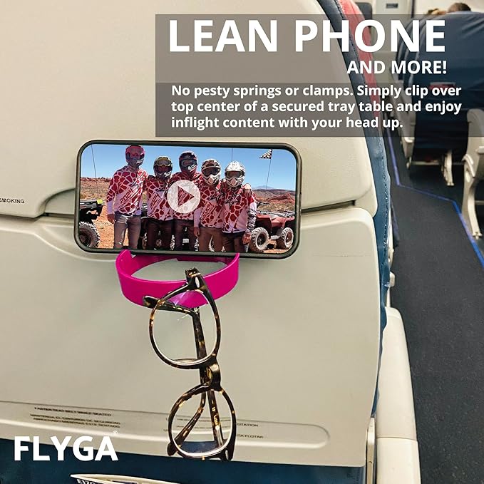 FLYGA Airplane Cup/Phone Holder Travel Accessory (Pink) Must Have Airplane Travel Essential Accessory for Flying Travel Gift Ideas