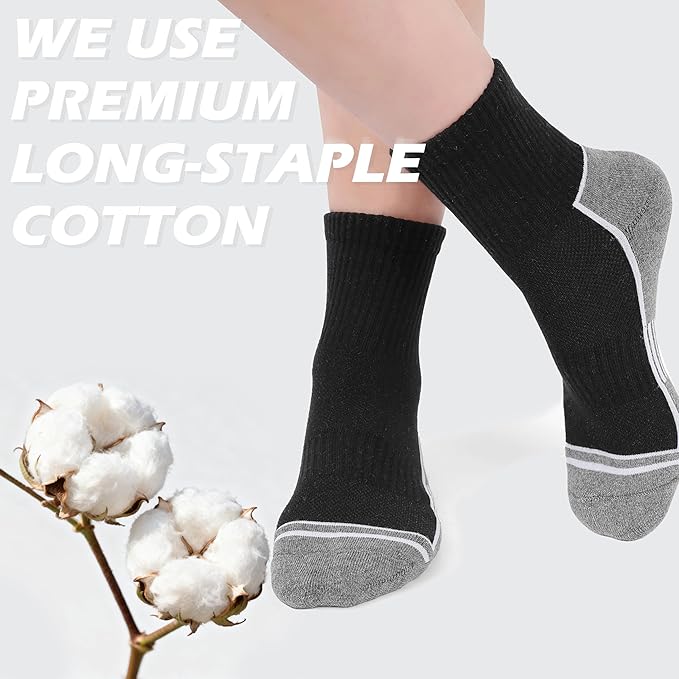 Urban Virgin Men Athletic Quarter Running Compression Socks Cotton Cushioned Athletic Ankle Moisture Wicking Socks Women