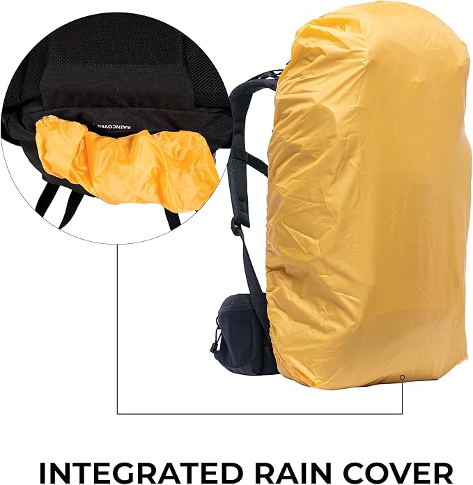 Teton 65L Scout Internal Frame Backpack for Hiking, Camping, Backpacking, Travel, Rain Cover Included, Buck Brown