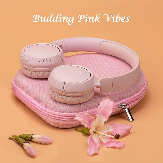 Ginsco Case Compatible with JBL Tune 510BT/520BT/500BT, Compatiblewith Sony WH-CH520/510, Ultra-Slim Hard Shell Headphone Case for On Ear Headphones (Pink)