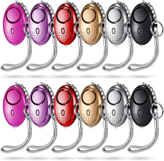 Konohan 12-Piece Personal Alarm Set, Emergency LED Light Keychain Alarms in 6 Colors for Women & Men