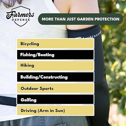 FARMER'S DEFENSE Gardening Arm Sleeves|UV Cooling Protective Sleeve Women & Men|Anti-Scratch Cover Sun UPF Outdoor Protection - Green - L/XL