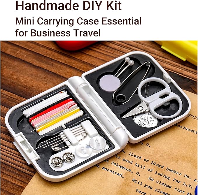 2 Pack Mini Sewing Kit Portable Sewing Supplies for Home Traveler, Adults, Beginner, Emergency, Contains Scissors, Threads, Needles (White)