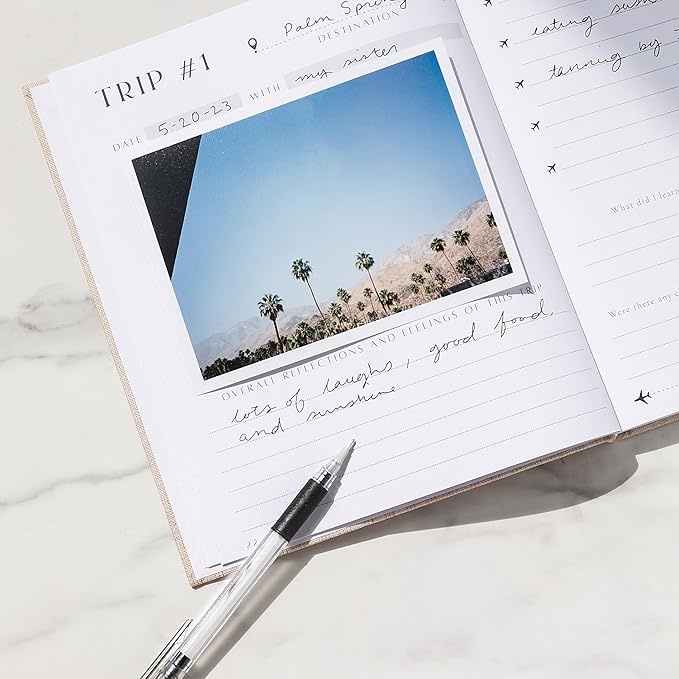 Inspired Ink Travel Journal for Women and Men Travel Bucket List Journal 210 Pages Traveler Adventure Notebook – Itinerary Planner Organizer & Traveling Memory Diary Memorial Gift for Travelers - Sand