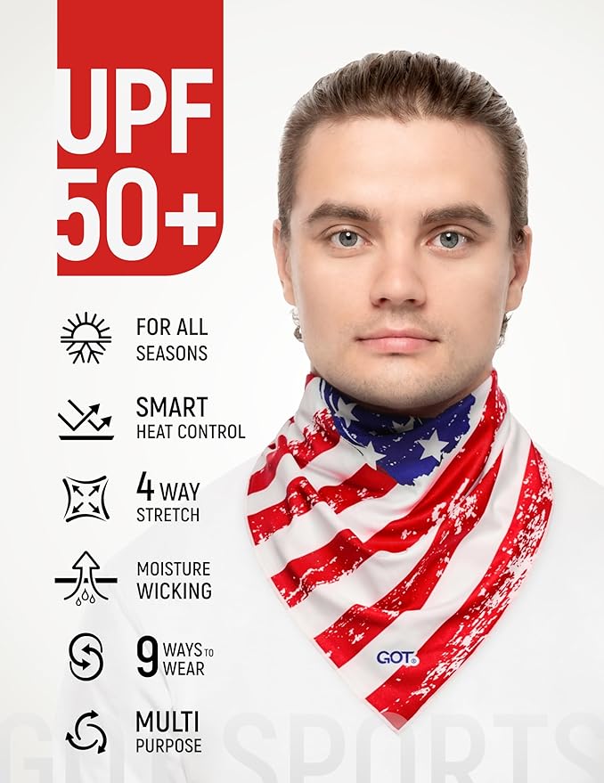 GOT Sports UPF 50+ Cooling Bandana for Men & Women - Thermoregulation, Moisture-Wicking, Sun Protection Bandana Neck Wraps