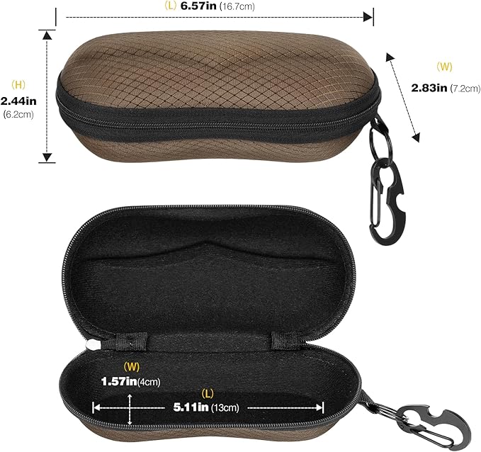 MoKo Semi Hard Shell Sunglasses Case, Unisex Protective Eyeglass Case Glasses Case Holder with Metal Hanging Hook