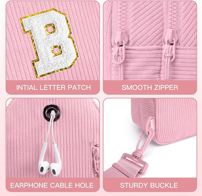 Viverte Small Corduroy Sling Bag Initial Crossbody Bag Fanny Pack for Girls Personalized Birthday Gifts for Teen Girls Gifts