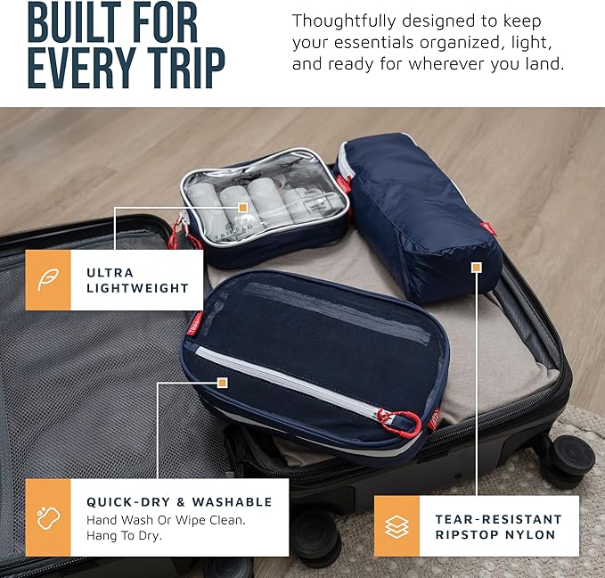 Toiletry Bag Kit Set: Hanging Travel Toiletry Bag + 311 TSA Cosmetic Liquid Bag + Ultralight Accessory Organizer Pouch