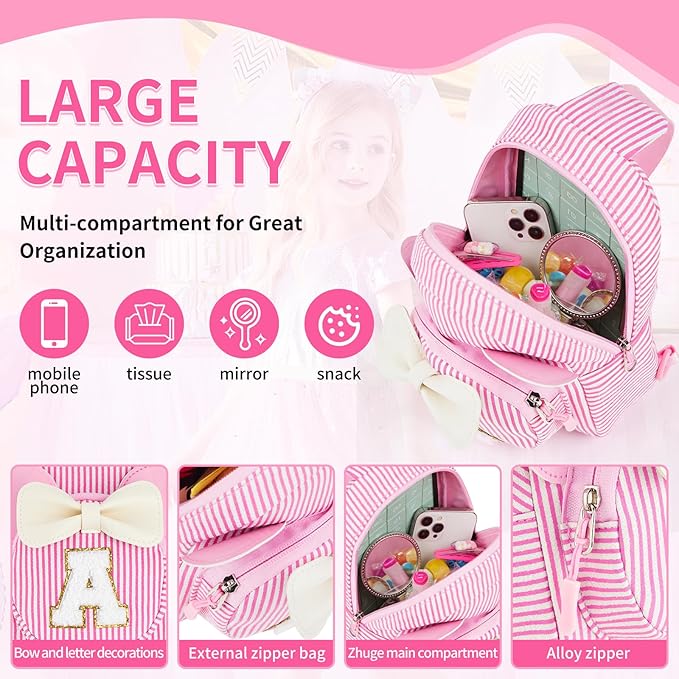 Girl's Initial Crossbody Sling Bag, Small Toddler Fanny Pack For Girl Kid, Girls Purses For Birthday Gifts For 3 4 5 6 7 8 Years Old