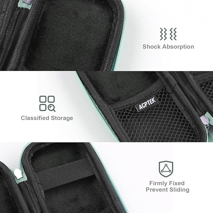 AGPTEK Carrying Case, EVA Zipper Carrying Hard Case Cover for Digital Voice Recorders, MP3 Players, Storage Holder for 3D Printing Pen, USB Cable, Earphones, Memory Cards, U Disk, Green
