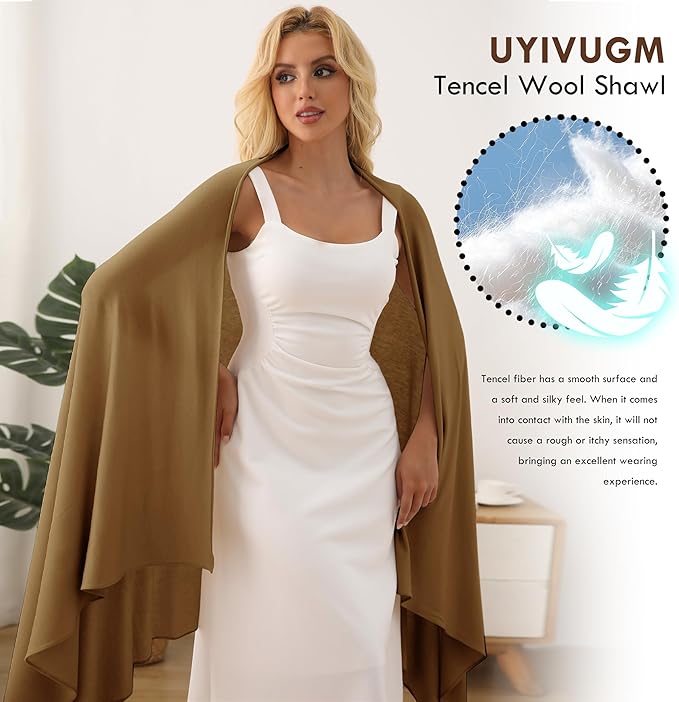 Tencel Shawl Wraps 70 x 35in Travel Essentials Lightweight Pashmina for Travel Blanket Scarf UPF 50+