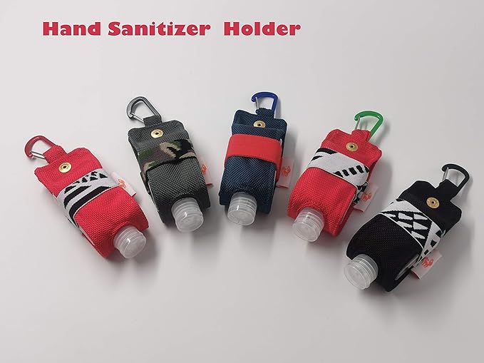 Travel Size Hand Sanitizer Holder,Bottle Case and Carabiner Carrier bag-Portable Mini Waist Bag for Liquids Clip On Belt Loop, Backpack and Purse - Includes Empty 60ml/ 2 oz Reusable Bottle (Blue)