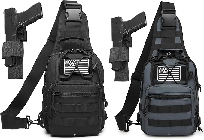 Small Tactical Sling Bag for Men with Holster Military EDC Shoulder Bag CCW Crossbody Bag 7 Liters