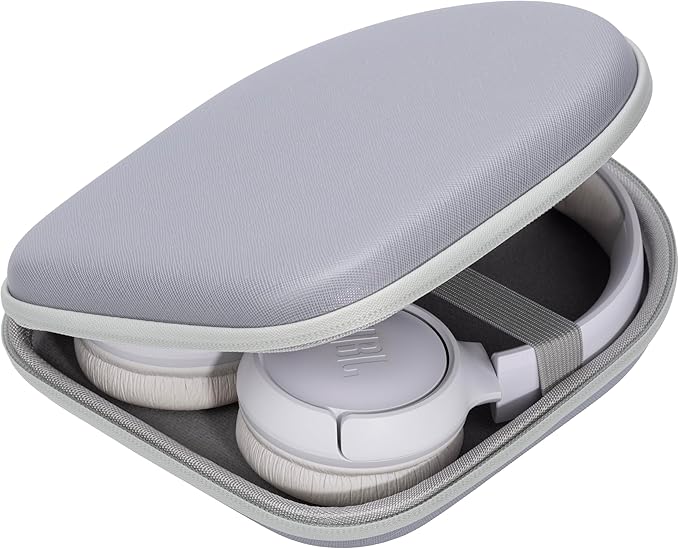 Ginsco Headphone Case Compatible with JBL Tune 510BT/520BT/500BT with Sony WH-CH520/510, Ultra-Slim Hard Shell Waterproof Headphone Case for On Ear Headphones (Gray White)