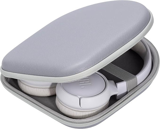 Ginsco Headphone Case Compatible with JBL Tune 510BT/520BT/500BT with Sony WH-CH520/510, Ultra-Slim Hard Shell Waterproof Headphone Case for On Ear Headphones (Gray White)