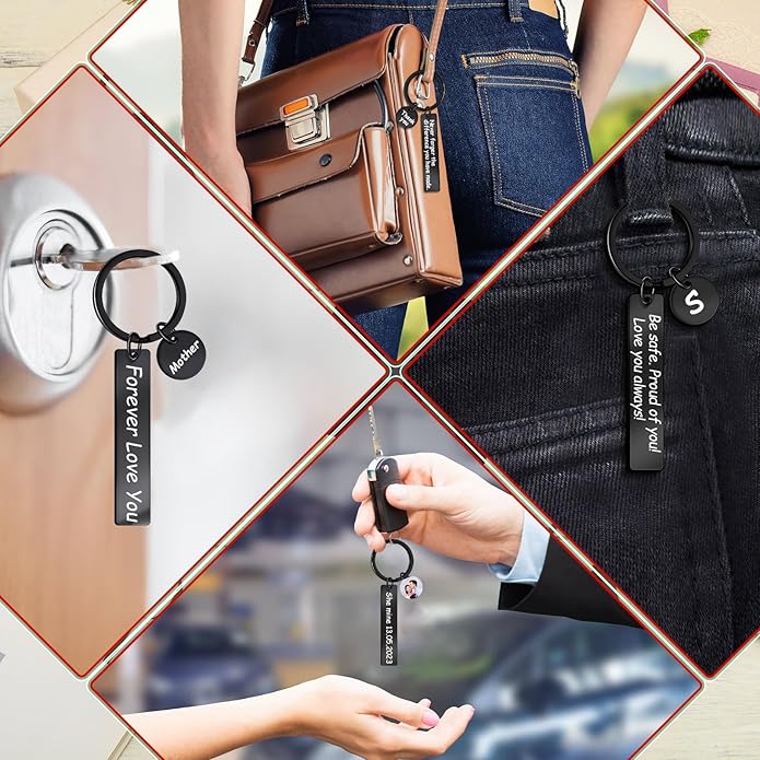 Gisafai 30 Pcs Laser Engraving Stainless Steel Keychain Blanks Engravable Metal Keychains for Graduation Crafts DIY Gifts