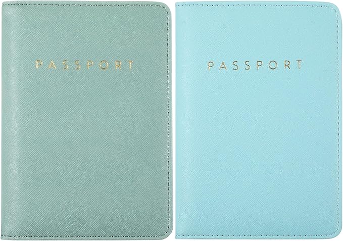 2 Pcs Passport Cover Holder for Travel Waterproof Leather Passport Wallet Case Book Travel Cruise Essentials for Women Men | 2 Pieces
