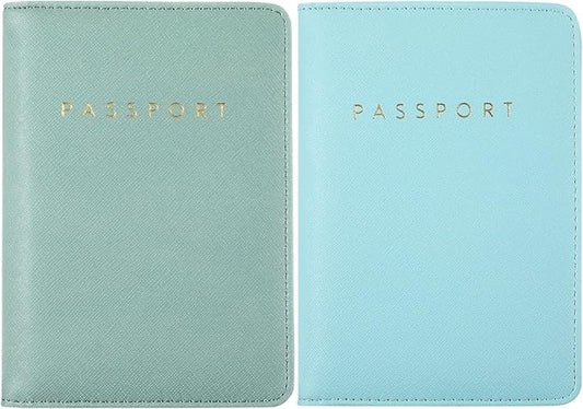 2 Pcs Passport Cover Holder for Travel Waterproof Leather Passport Wallet Case Book Travel Cruise Essentials for Women Men | 2 Pieces