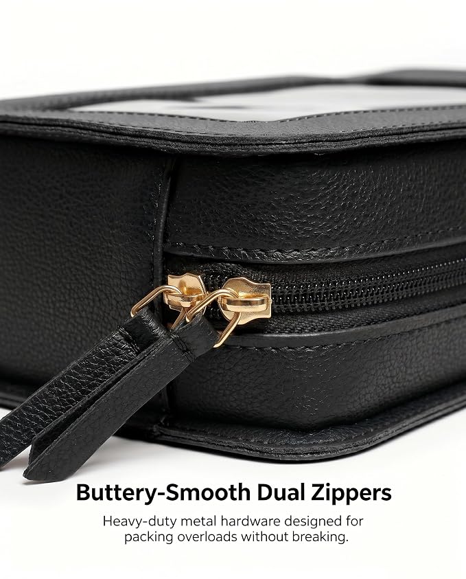 LETGO Clear Makeup Bags, TSA Approved Toiletry Bag with Zipper, Clear Makeup Organizer Fit Carry-on Travel Essentials,Car Essentials for Women Men (C-Black)