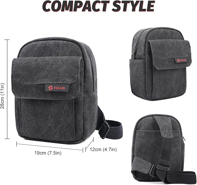 TULLIO Small Camera Bag, Lightweight Camera Sling Bag Waterproof DSLR/Mirrorless Crossbody Case with Rain Cover Everyday Shoulder Photgraphy Bag for Photographers