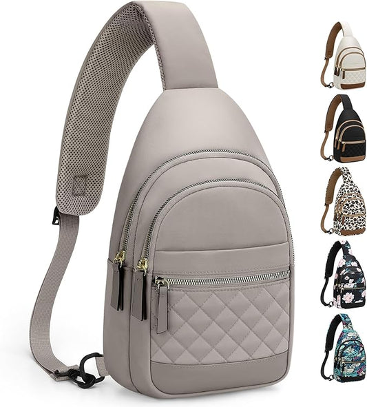 Capolo Sling Bag for Women Men Waterproof Crossbody Bags for Women Trendy Casual Fanny Pack with Convertible Shoulder Strap Chest Bag for Travel Hiking(Grey, Medium)