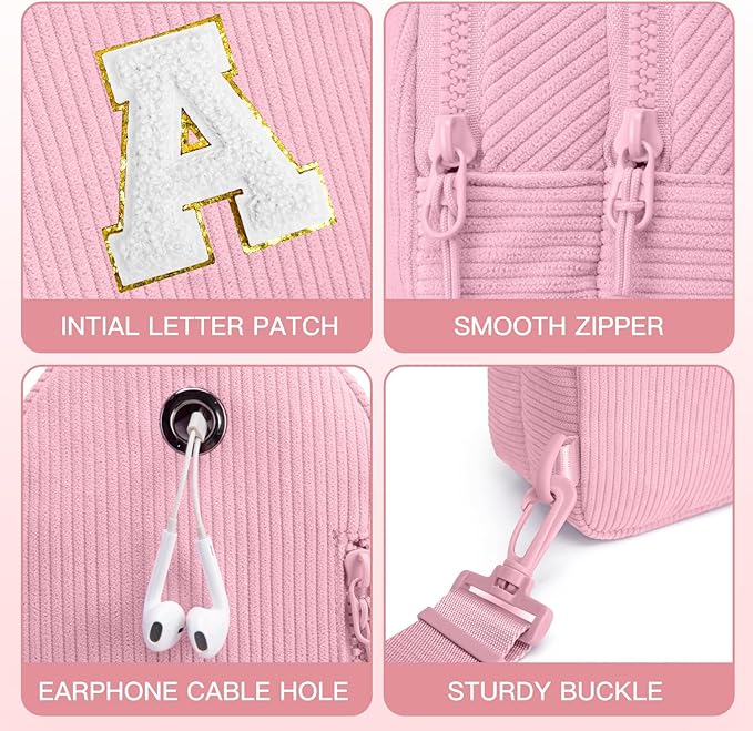 Viverte Small Corduroy Sling Bag Initial Crossbody Bag Fanny Pack for Girls Personalized Birthday Gifts for Teen Girls Gifts