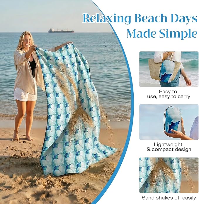OIGAE 7x7ft Sandproof Beach Blanket - Large Waterproof Picnic Mat for 3-4 People, Lightweight Sand Free Mat for Summer Vacation with 6 Stakes & 4 Corner Pockets for Beach, Camping, Festivals