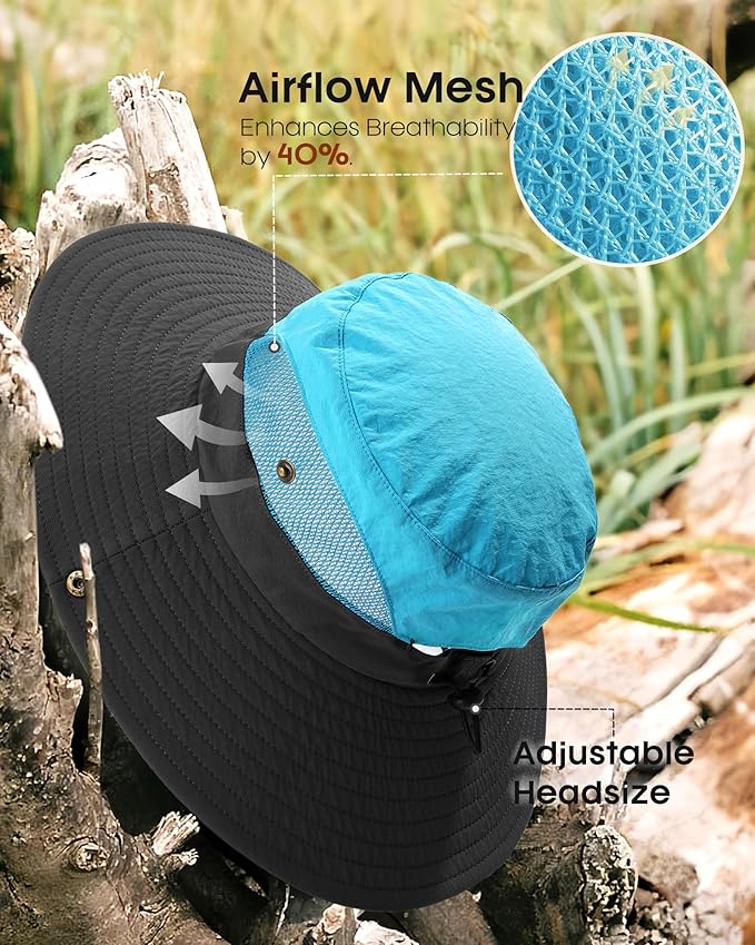 FURTALK Womens Sun Hat with Ponytail Hole Beach Hiking Summer Wide Brim UPF 80+ Outdoor Protection Foldable Bucket Hat