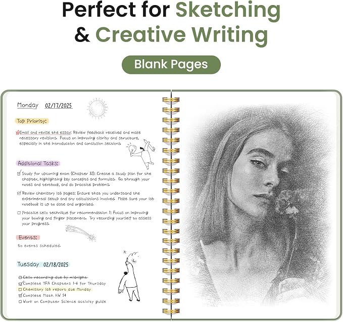 Taja Blank Spiral Journal Notebook for Women & Men, 140 Pages, Sketch Book, Plain Notebook for Drawing & Sketching, Journals for Creative Writing, A5(5.7" x 7.9") – Green