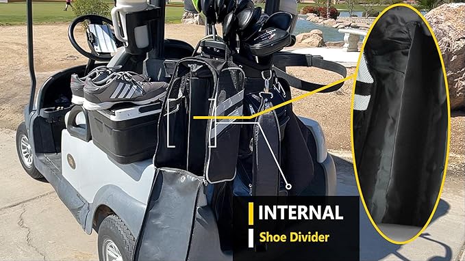 CaddyDaddy Golf Modern Golf Shoe Bag, Black/Grey